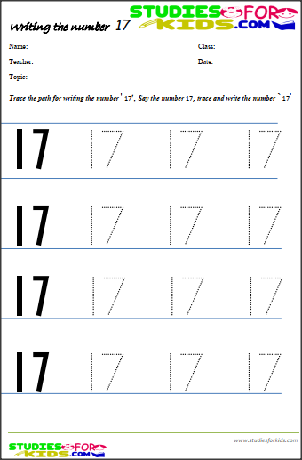 Preschool number worksheets Tracing number 11-20 pdf | studiesforkids.com